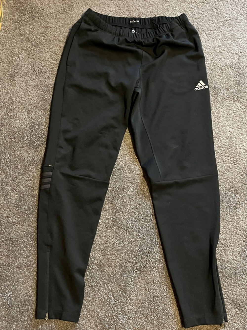 Adidas Black Men's Tapered Training Joggers with zip legs, pockets